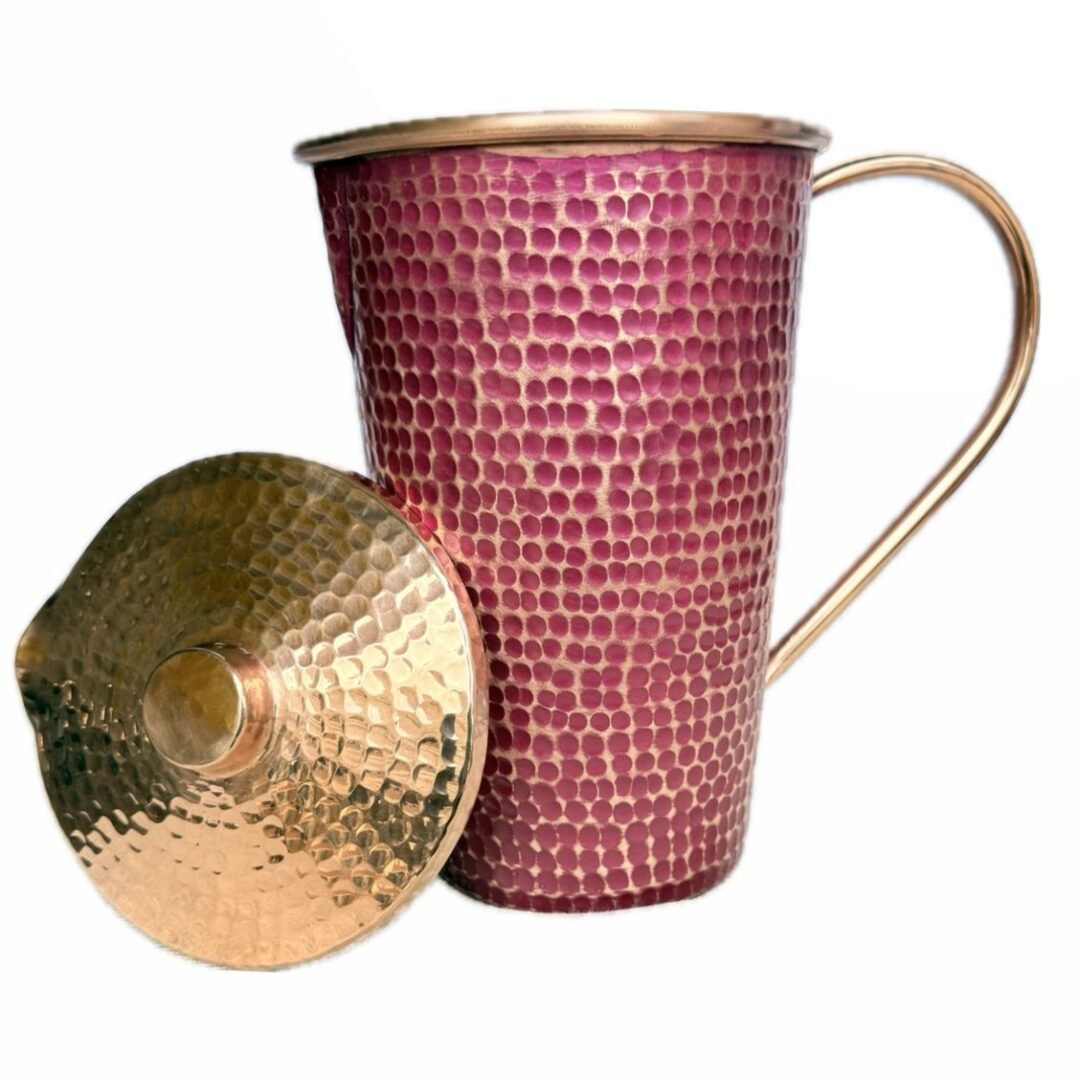 JARRA RECTA 100% COBRE CON UN DISEÑO ARTESANAL COLOR MORADO MORA